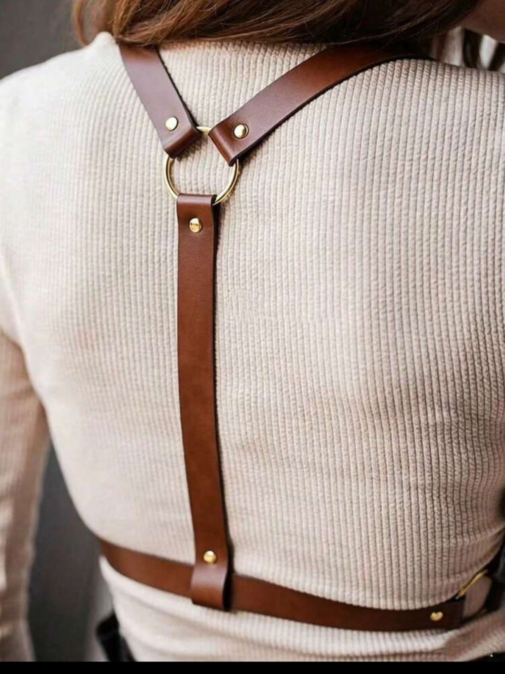 Brown Leather Harness Belt - Women Accessories - Picture 4 of 5